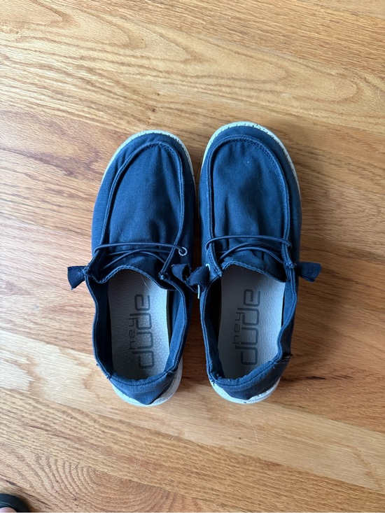 Hey Dude Shoes - Hey Dude Navy Canvas Slip-On Loafers with Elastic Ties